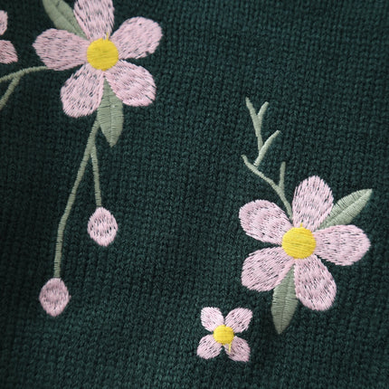 2026 New Autumn and Winter Girls' Sweater Baby Girl Sweet Floral Pullover Flower Pattern Children's Knitted Sweater