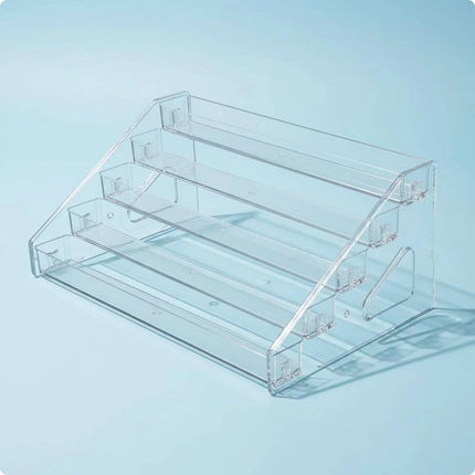 Clear Staircase Display Shelf Easy to View Tiered Figurine Display Rack Slanted Acrylic Organizer Sturdy Retail Fixture for Desk