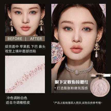 Flower Knows Little Angel Series Cosmetics 4 Color Relief Highlights Matte Shimmer Sense Delicate Contour Palette Makeup