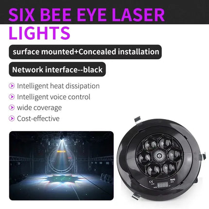 6x10W Bee Eyes Laser Light DJ Party Disco Stage Beam Effect Lighting DMX512 Bar RGB Laser Light for Christmas KTV Night Club