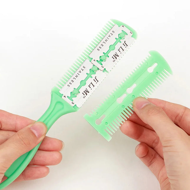 12pc Hair Cutting Comb Hair Brushes with Razor Blades Hair Trimmer Cutting Thinning Tool Barber Tool Hair Salon