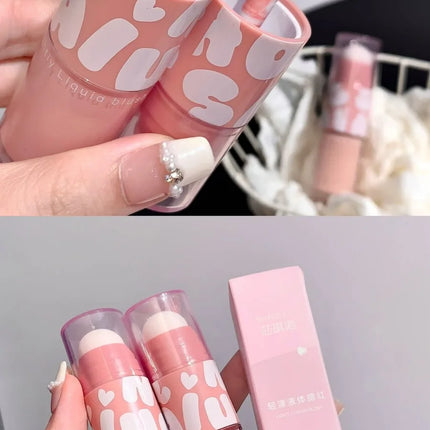 SHAQINUO Double-ended Liquid Blush with Dizzy Dye Brush, Natural, Complexion-enhancing, Low-saturation, Matte Blush Liquid
