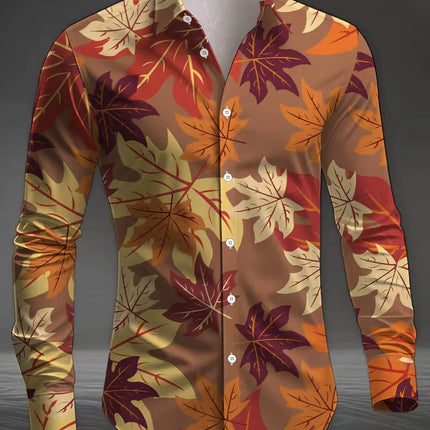 New men's fashionable 3D animal printed shirt with casual long sleeves and floral button design, fashionable shirt top