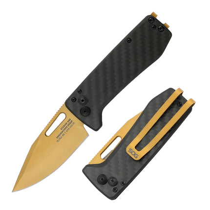 SOG Ultra XR Premium Folding Knife - Lightweight (34g) EDC Pocket Knife w/ S35VN Titanium Coated Blade & Carbon Fiber Handle