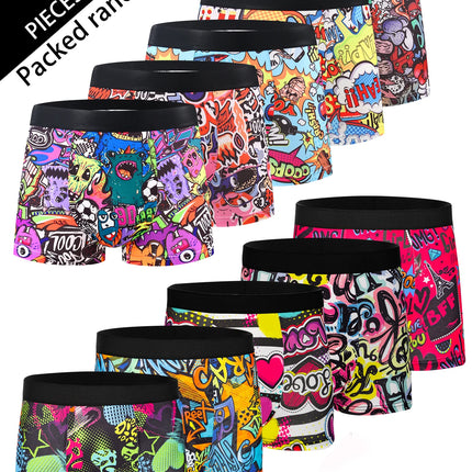 10-pack fashionable men's boxer shorts, comfortable, soft, fashionable, printed, casual and versatile men's underwear