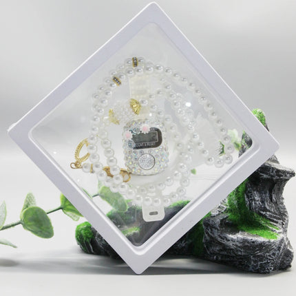 7 Colors Islamic Prayer Counter + 99 Beads Crystal Tasbih Set | Bow/Flower/Insect Random | Transparent Gift Box