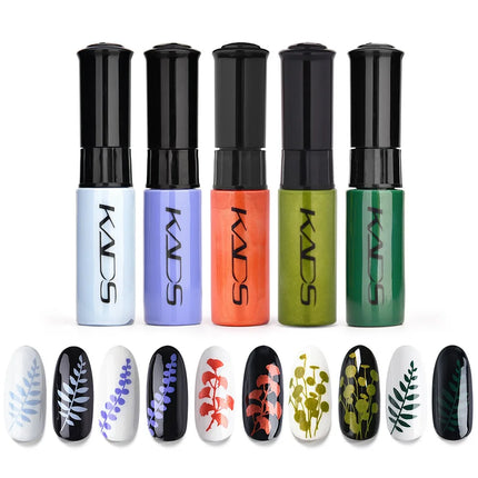 KADS 5/4 Pcs Stamping Varnish Set Nail Stamping Polish Kit Black Nail Art Polish Manicure Stamping Lacquer for Template Nails