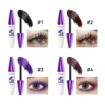 Lakerain 5D Mascara Eyelashes Lengthening Long-Lasting Intense Black Waterproof Nourishing Smudge-Proof Mascara Eye Makeup