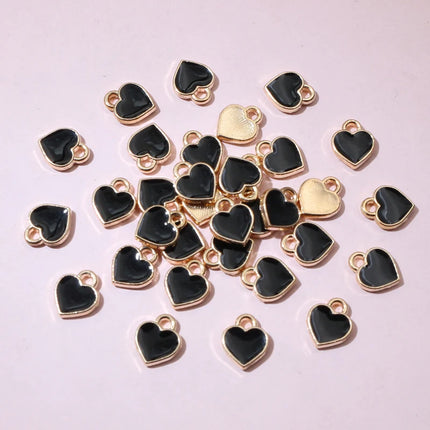 50pcs Red Small Cute Heart Charms Pendant 6x8mm Alloy Metal DIY Jewelry Making Accessories for Earrings Bracelet Necklace