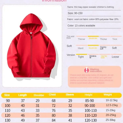 Kids Hoodies Boys Girls Children Sweatshirt Clothes Child Zipper Hoodie Customize Kid Casual Wear Outerwear Hoody Sportswear