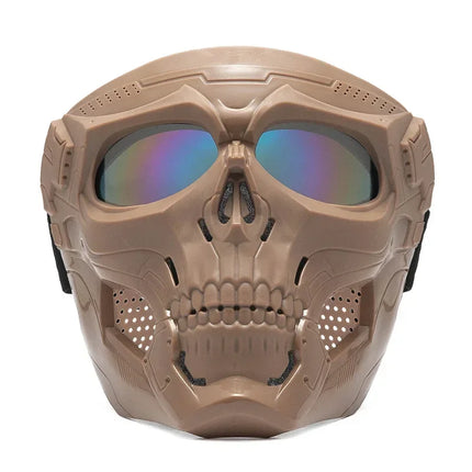 Cycling Colorful Goggles Motorcycle Skull Mask Riding Windproof Full Face Mask Paintball Game Tactical Protective Helmet Mask