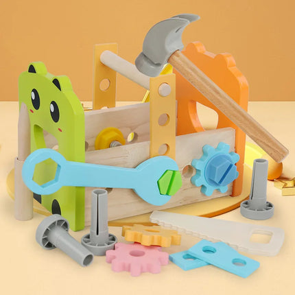 Kids Wooden Tool Bench Set with Repair Tools - Montessori Workbench, Construction & Educational Toy, Christmas Birthday Gifts