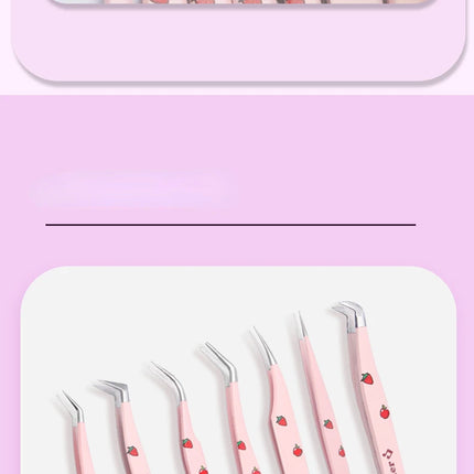 6 Types False Eyelash Tweezers Stainless Steel Anti-static Pincet Curved Strip 3D Lashes Extension Tweezer Makeup Tools