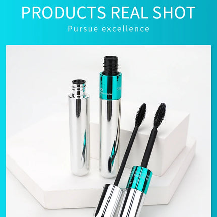2in1 Double Ended 4D Silk Fiber Mascara Waterproof Volumizing Curling Silver Tube Eyelash Enhancer For Long Lasting Lashes