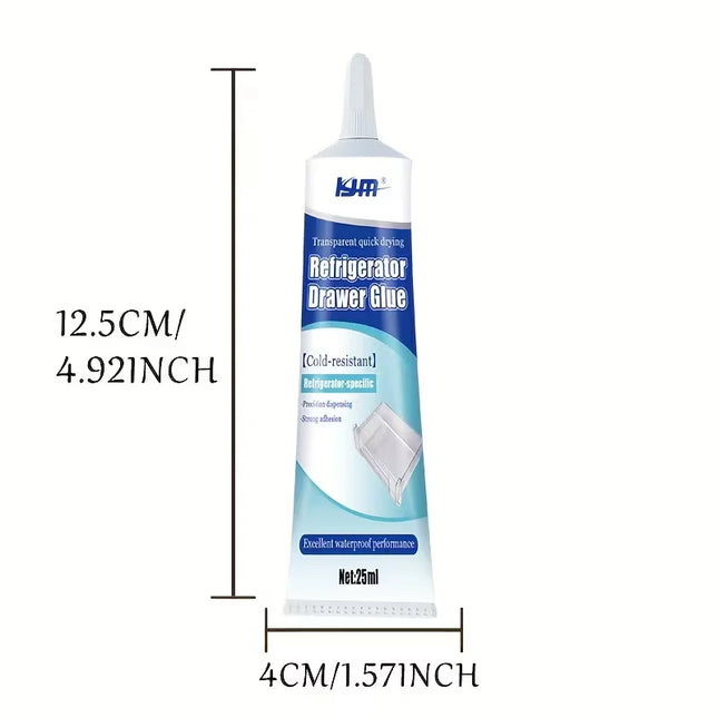 Refrigerator Repair Glue 25ML Cold Resistant Waterproof Adhesive for Fridge Drawer Door Seal Quick Drying for Plastic Glass