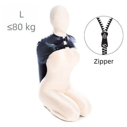 Unisex Intimate Bondage Collection with Adjustable Upper Body Harness Glove Hood Mask for Couple Opaque Binding Adult Sex Toys