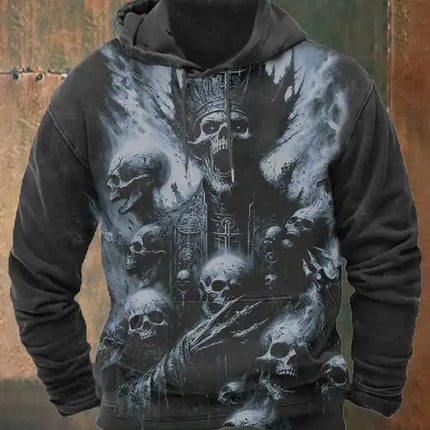Halloween Men's Hoodie Skull 3D Print Outdoor Hooded Autumn Casual Prints Front Pocket Hoodies Fall Designer Hoodies Sweatshirt