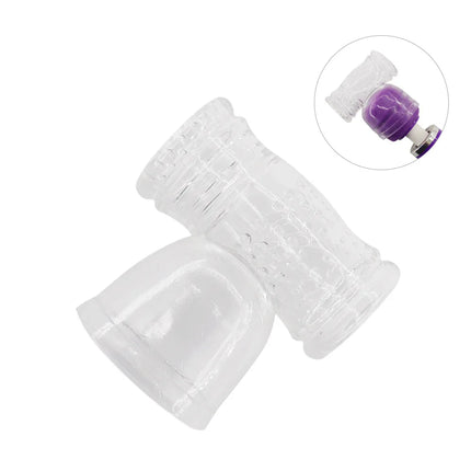 Transparent Magic Wand Attachment Penis Vibrator Masturbador Headgear AV Stick Rod Head Cover Sleeve Sex Toys Erotic Accessories