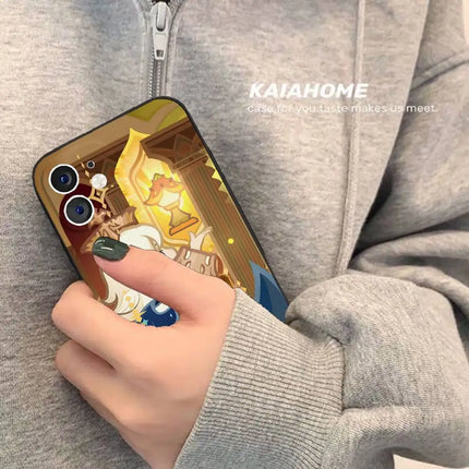 Cartoon Game Paimon Genshin Impact Phone  Case For iPhone 17 16 Pro Max 15 14 13 12 11 Mini Simplicity Short Shockproof Cover