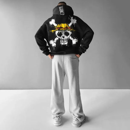 ONE PIECE Men's Hoodie Sweater Jolly Roger Anime Spring and Autumn Boys Children's Long Sleeve Cotton Parent-Child Clothing