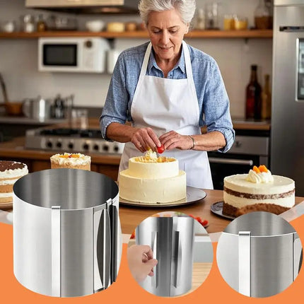 Stainless Steel 16-30cm Telescopic Mousse Ring Round Mold Rustproof Adjustable With Scale Heightened Cake Rings For Baking