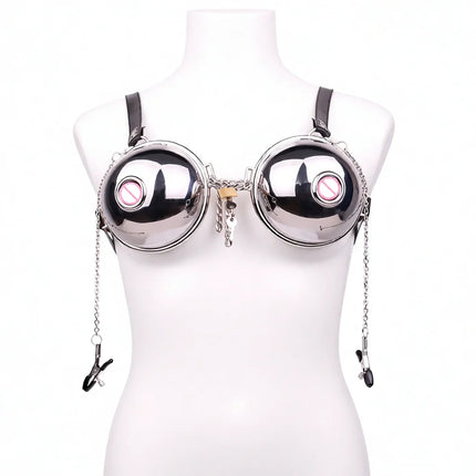 QKKQ Breast Cover With Nipple Clamp Nipples Covers Female Chest Hood Harness Hollow Breast Clip Milk Clips Bondage BDSM Sex Toys