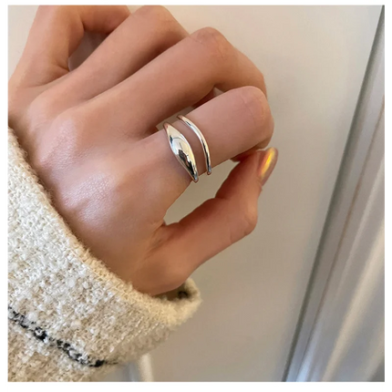925 Silver Broken Ring Adjustable Vintage Jewelry Layered Women Ring Girl Fashion Accessories Party Birthday Gift Trendy