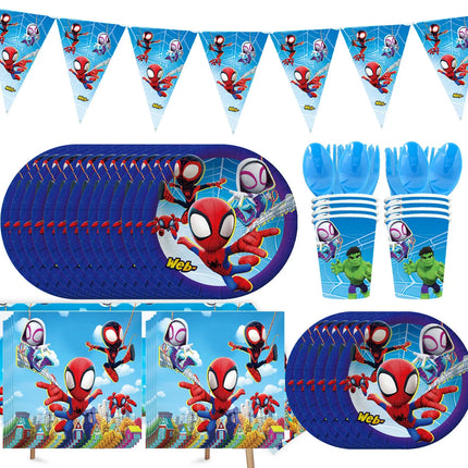 Spidey And His Amazing Friends Happy Birthday Party Decorations SpiderMan Theme Balloons Supplies Tablecloth Tableware Kids Gift
