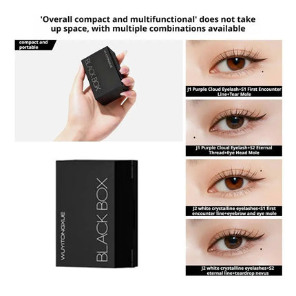 WUYITONGXUE BLACK BOX Magnetic Eyeliner Stamp Kit 3s Lower Lash Stencil Waterproof Long-Lasting Beginner-Friendly Makeup Tool