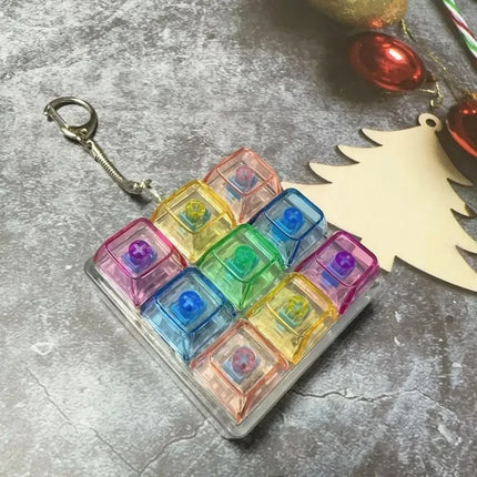 1PCS 9 Keys Keyboard Keychain Stress-Relief Toys Mechanical Button for People with Anxiety Office Desk Accessory