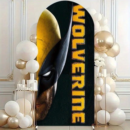 Superhero Wolverine Deadpool theme arch background children's boy birthday partydecoration layoutbackground props stretch fabric