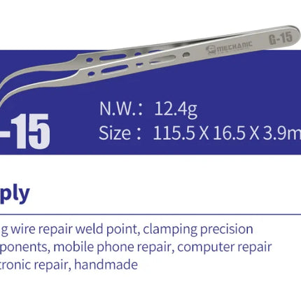 MECHANIC G-15 11 Fingerprint Flying Wire Anti-magnetic Tweezers Fine Clip Precision Components Mobile Phone Repair Hand Tools