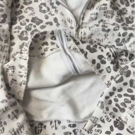 Autumn and winter fuzzy collar retro men's and women's personalized street fashion printed hooded zipper sportswear