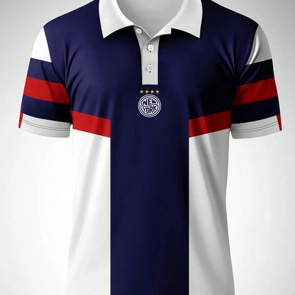 2026 Summer Best-selling Men's Short-Sleeved Polo Shirt with Simple 3D Pattern Print for Outdoor Sports Leisure and Fashion