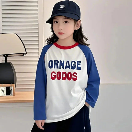 Baby Boys' Girls' Cotton T-shirts Color-blocking Long-sleeved T-shirts Casual Fashion Children's Clothing Base Shirts