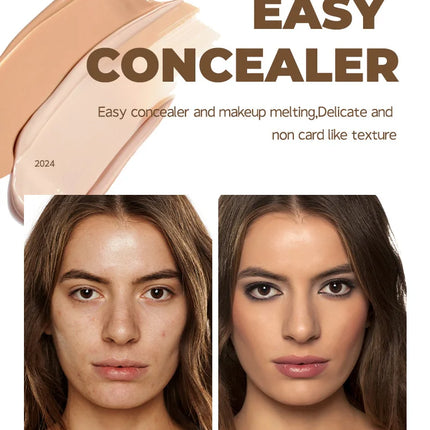 Full Coverage Liquid Concealer Waterproof Foundation Makeup Base Long Lasting Cream for Dark Circles Acne Natural Matte