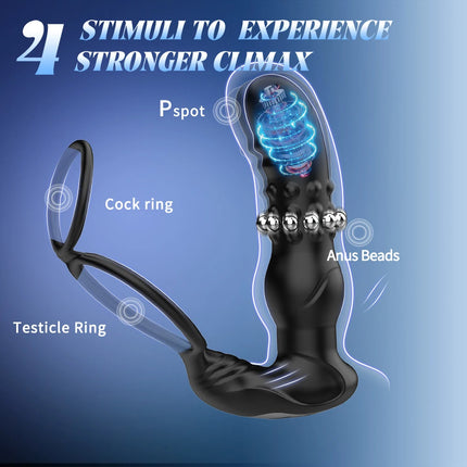Prostate Massager Anal Vibrator Thrusting Dildos 9 Mode with Cock Ring Anal Plug Sex Toys G Spot Massager Male Sex Toys for Men