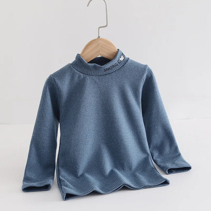 2025 New Children's Warm Base Shirt, Children's Mid Neck Honeycomb Top, Men's and Women's Winter Half High Neck Top