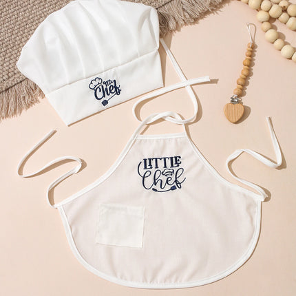 Ylsteed 2Pcs Newborn Embroidered Photography Clothes Girls Boys Aprons Chef Hats Suitable For Taking Pictures Little Chefs-HD