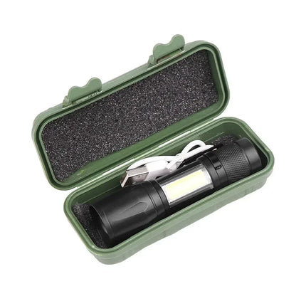 Portable COB+LED Pocket Flashlight Rechargeable Tactical Torch MINI 3 Lighting Mode with Side Lamp for Outdoor Camping Emergency