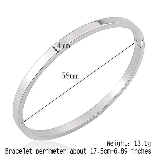 Hot Fashion Stainless Steel Jewelry Oval Bangle for Women, Child Charm Bracelet, Party, Love, Wedding, Brand Gift, Wholesale