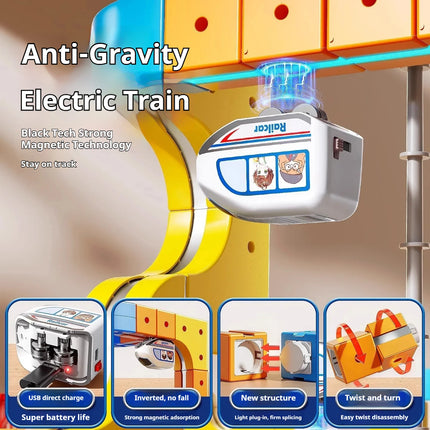 DIY Magic Transforming Magnetic Cube Track Set Electric Anti-Gravity High-Speed Train Model Toy Building Blocks Vehicle Track