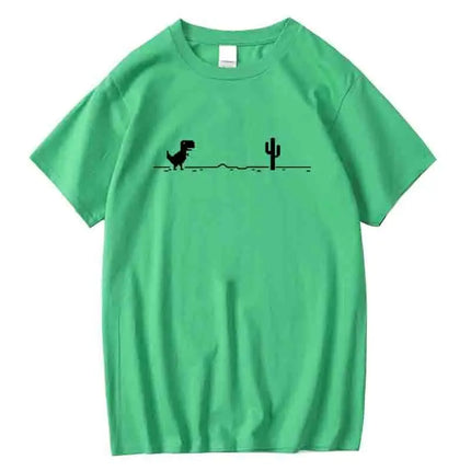 Men's High Quality 100% Cotton Funny Dinosaur Print T-Shirt Loose O-neck Summer Cool Men T-shirt Short Sleeve T-shirt Male Tee Top