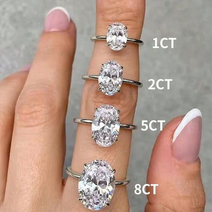 925 Sterling Silve Gorgeous Shiny 1-8CT Zircon Oval Stone Ring For Women Engagement Wedding Luxury High Quality Fine Jewelry