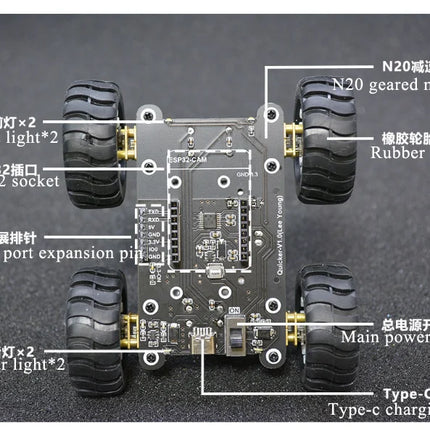 WiFi Robot Car with Camera Open Source ESP32 for Arduino Programming Quicker Android English APP or Webpage Control Robot Kit