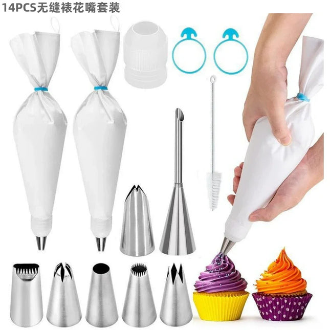 DIY Reusable Puff Cake Icing Piping Tip Silicone Pastry Bag Cream Cupcake Butter Tube Nozzle Decor Baking Bags Kitchen Tools