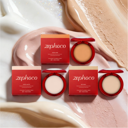 Zephoco Balm Foundation Blemish Cover Moisturizing Skin Brightening Products High Coverage Makeup Concealer Foundation Cream 15g