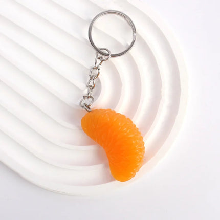 New Simulation Orange Petal Fruit Model Key Chain Creative Backpack Hanging Accessories Key Ring Party Gift