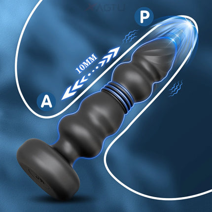 Thrusting Anal Beads Butt Plug Vibrator Male Prostate Massager Telescopic Vibrating Anal Plug Stimulator Sex Toys for Women Men