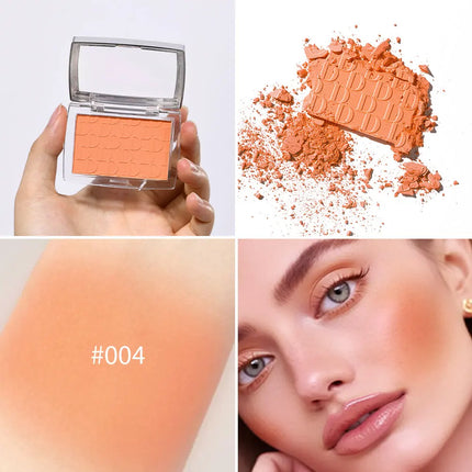 2pcs Matte Embossed Blush Palette High Pigmented Pink Coral Cheek Blush Powder With Professional Makeup Brush
